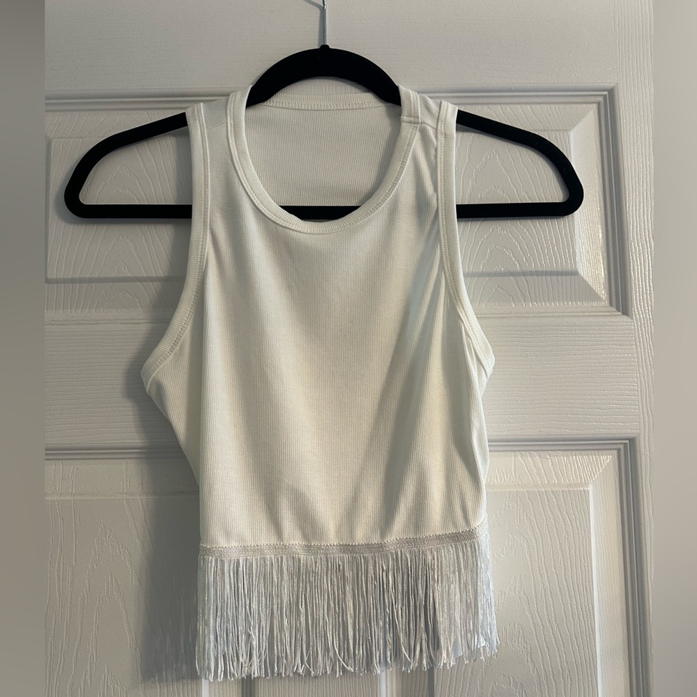white fringe top